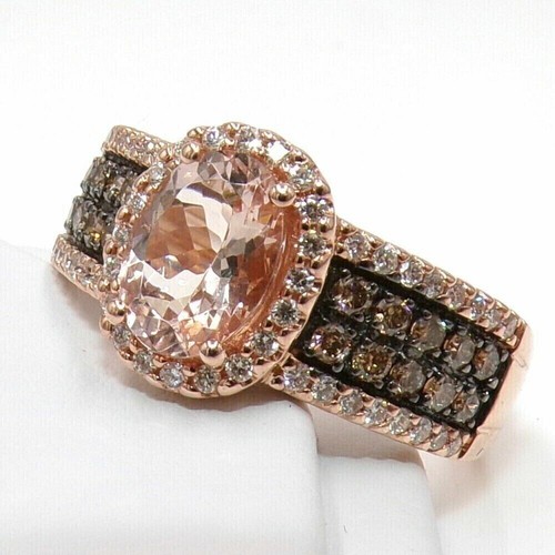 2.50Ct Lab Created Morganite & Chocolate Diamond Band Ring 14K Rose Gold Finish - Picture 3 of 4