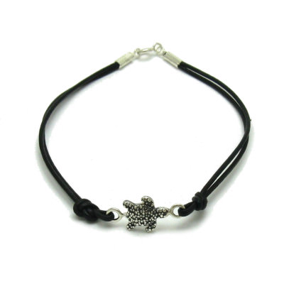 Sterling Silver Pointed Bracelet 925 Turtle with Leather Handmade Empress