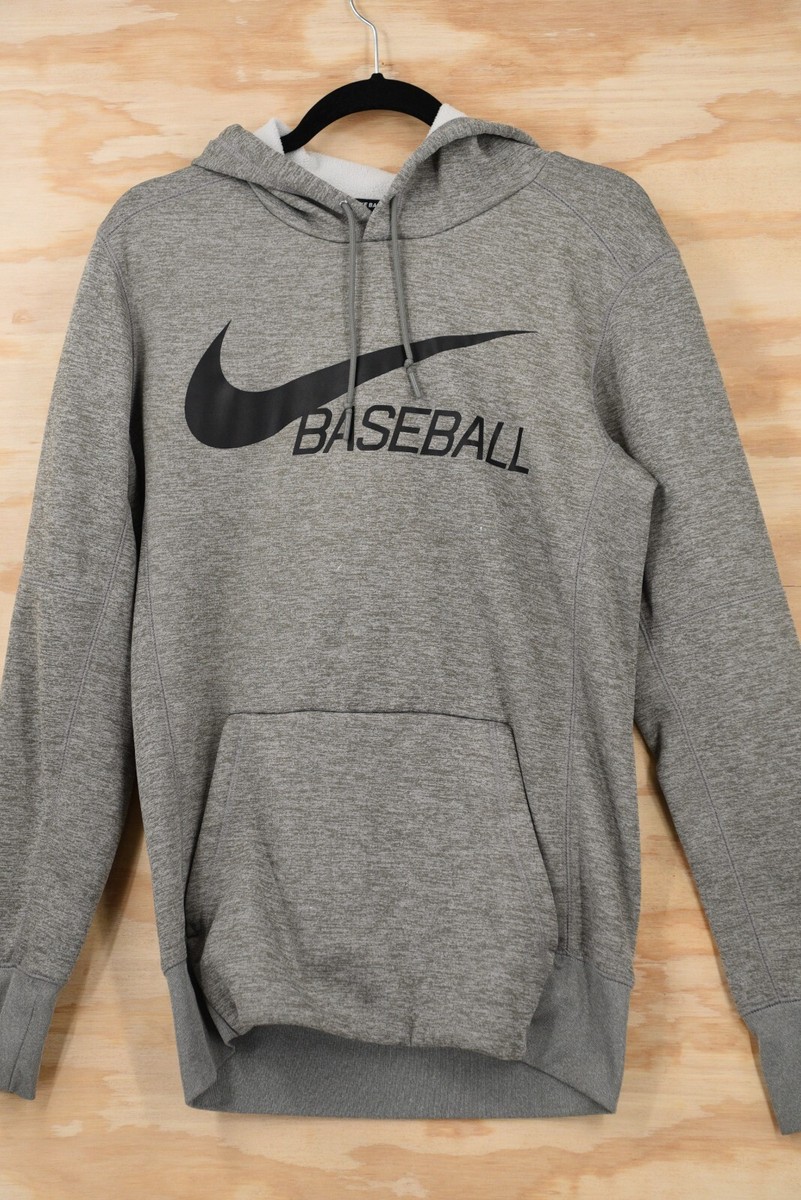 Nike Baseball Pullover Hoodie Sweatshirt Ash Gray Dri-Fit Mens