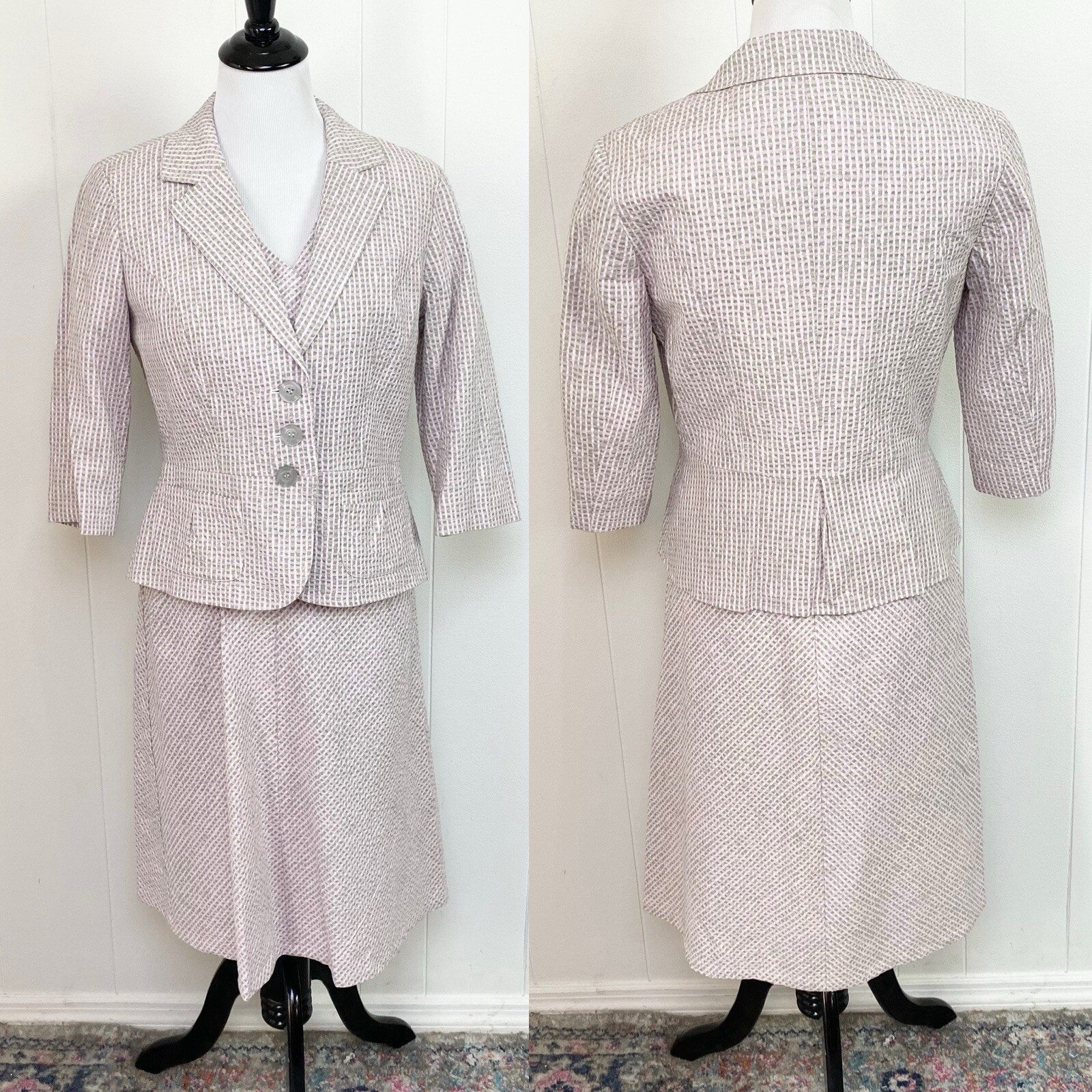 Pendleton Pink Sage Cream Checked Seersucker Cap … - image 1