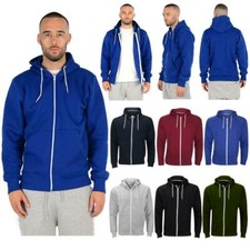Big Sizes Mens Full Zip Up Hoodie Sweatshirt Plain Hooded Fleece Zipper Hoody UK