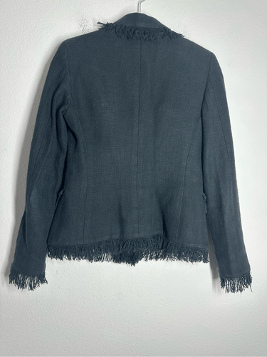 Blazer VERSACE CLASSIC Negro Borde de Flecos Algodón Talla 44 IT/8 EE. UU. Ver Descripción - Imagen 4 de 16