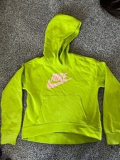 Girls Nike Green Hoodie Pink Logo Size L GREAT CONDITION 