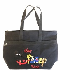 Vtg Walt Disney World Black Embroidered Winnie The Pooh Nylon Tote Bag Zip Top