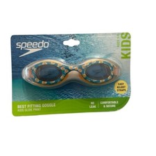 Speedo Kids Blue  Orange Glide Print Best Fitting Anti-Fog Goggle Kids 3-6 NWT