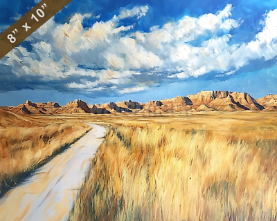#ad North Dakota with Badlands oil painting 8x10 Print $20.00