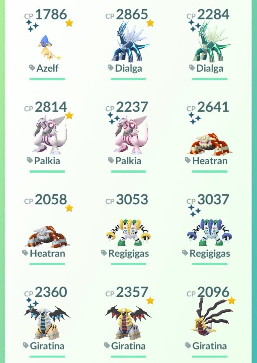 Pokemon Go Acc Shiny Purified Mewtwo, Regigigas, Lugia