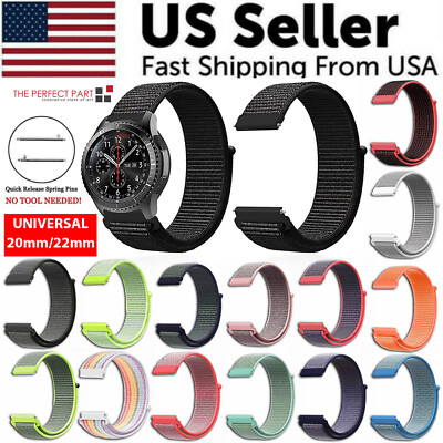#ad 20mm 22mm Woven Nylon Sport Loop Watch Band Strap W Quick Release Spring Pins $6.99