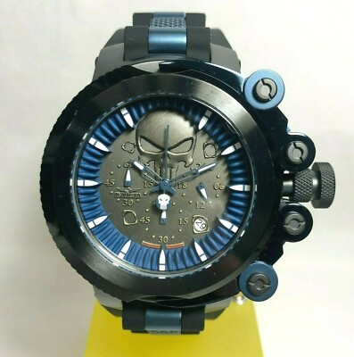 Invicta 34603 Black/Blue Marvel Punisher *LE/3K* Coalition Forces Trigger 56mm