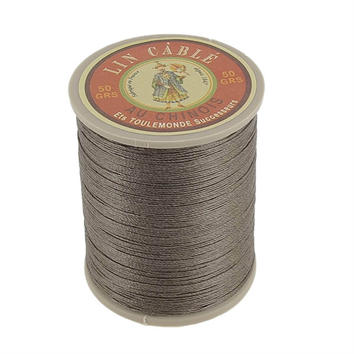Fil de lin Au Chinois câblé glacé 532 taupe bobine 250m couture maroquinerie