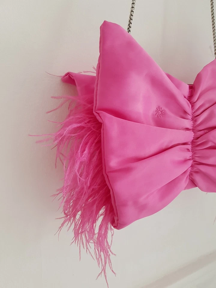 Zara Pink Satin & Feather Evening Bag New Limited Metaverse Collection Rare - Image 4 of 4