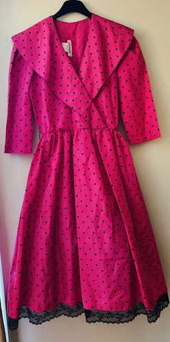 Vicky Vaughn 1950s Pink Polka Dot taffeta Fit & Flare Dress Medium 7/8 - Picture 2 of 13