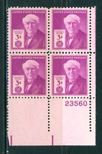 945 - 1947 3¢ Thomas A. Edison - Plate Block