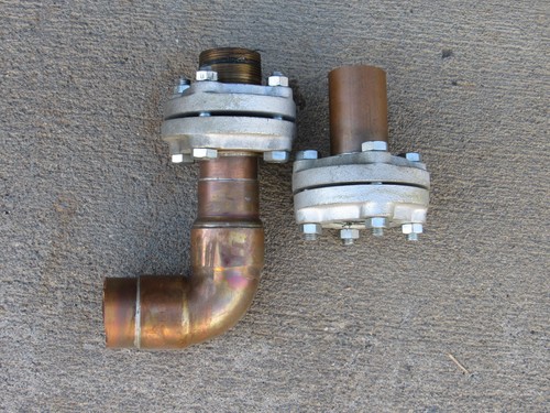 2 pcs 2-1/2" copper sweat flange to NPT adapter union dielectric 3" elbow 2.5"