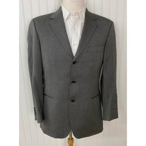 Hugo Boss, VTG 90s HUGO BOSS Einstein USA Union Made herringbone wool 3-button blazer 40R