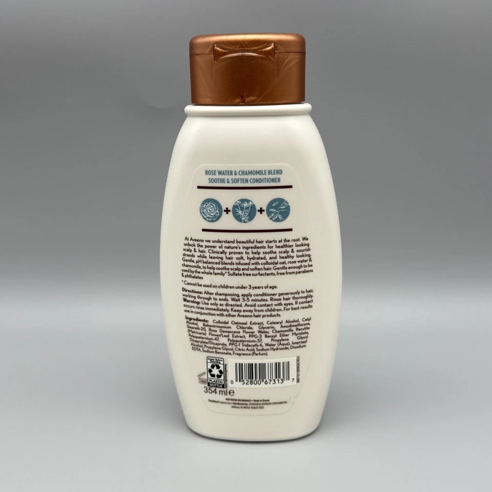 Acondicionador Aveeno mezcla de agua de rosas y manzanilla 12 fl oz calmar y suavizar Foto 2 de 2