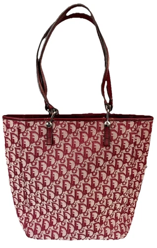 Sac bandoulière Christian Dior trotteur fourre tout toile bordeaux trotter bag occasion