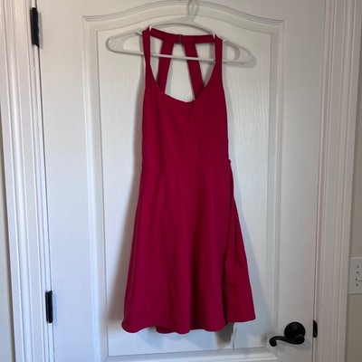Halara Womens Backless Cut Out Everyday Exercise Dress Magenta Pink Small NWT