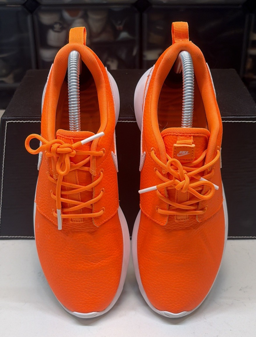 Nike Roshe One Premium Neon Orange Leather Sneakers Workout Women's 6.5 (K-A7) View 5
