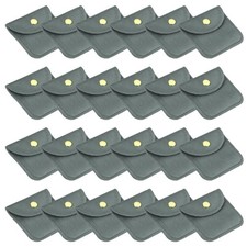 24 Pcs 3x3 Inch Velvet Jewelry Pouches Gift Bags with Snap Button Gray