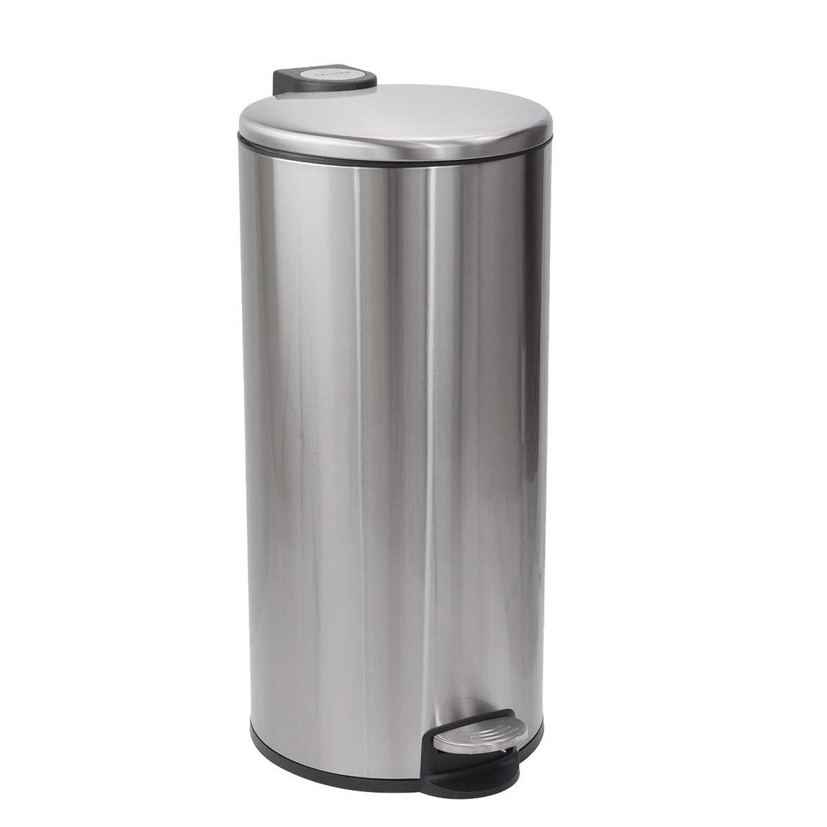 CALITEK 30 Litre Kitchen Bin Stainless Steel Odour Free Hands Operation Silver