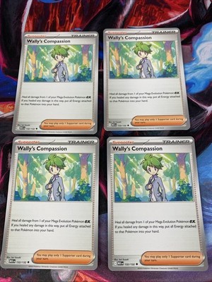 Wally's Compassion 132/132 x4 Playset 4x Pokemon TCG ME01 Mega Evolution MEG