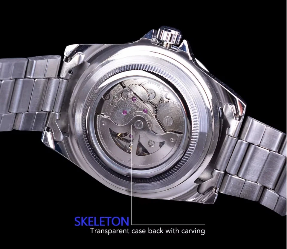 Reloj automático impermeable de acero inoxidable para hombre o mujer gran idea de regalo Foto 2 de 4