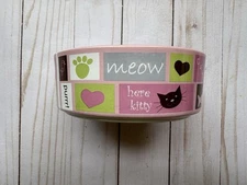 EUC Petrageous™ Designs Pink Stoneware Cat Bowl meow here kitty purrr! fish bird