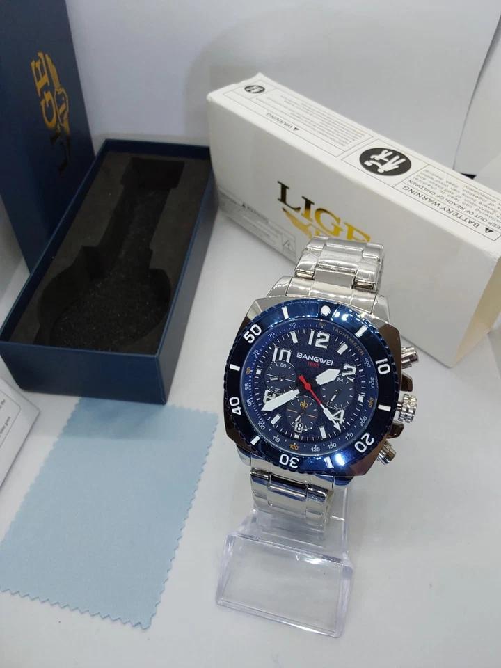 Aviator Chronograph Blue Dial 44mm With Stainless Steel Bracelet Men's Watch - Image 4 of 4