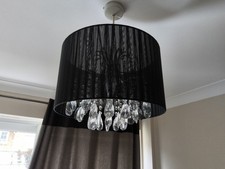 Next Lampshades Pair ,  Black Voile Material With Plastic Chrysal Inserts