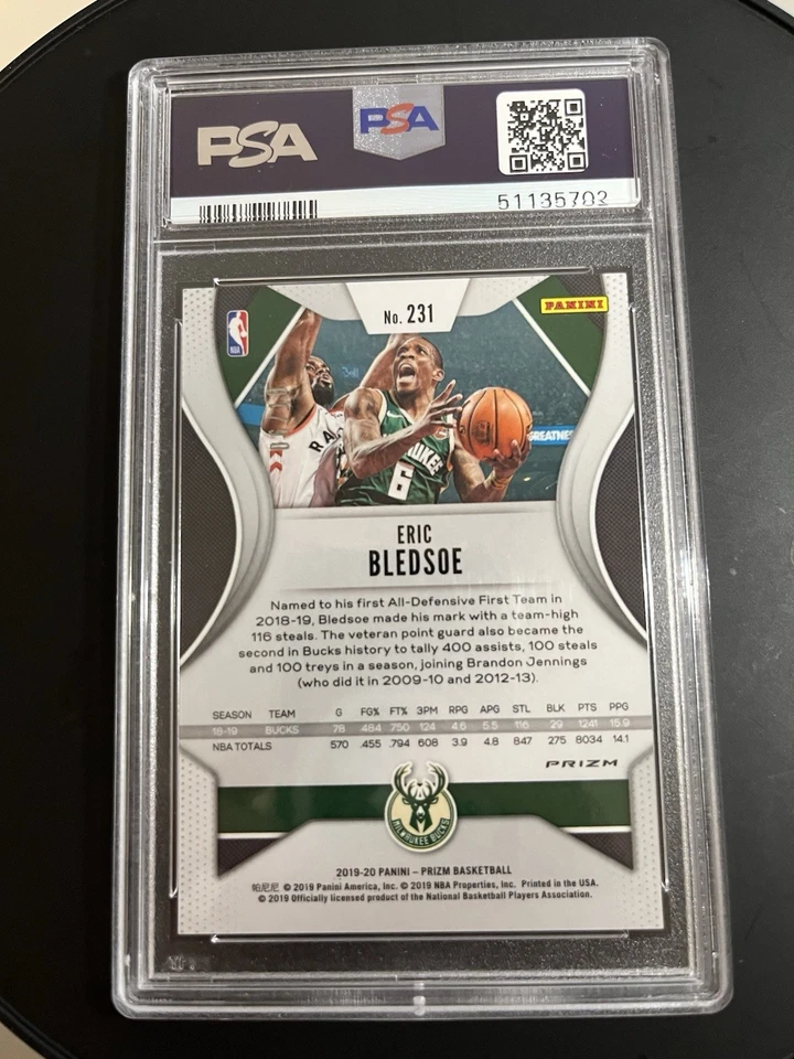 Panini Prizm Eric Bledsoe Gold 2019-20/10 PSA 10 Bucks Foto 2 de 2