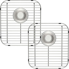 Sink Bottom Grid for Kitchen, Sink Protectors with Rear Drain Hole for Double Si