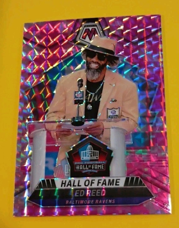 2024 Panini Mosaic - Hall of Fame Ed Reed #293 Camo Pink Mosaic Prizm