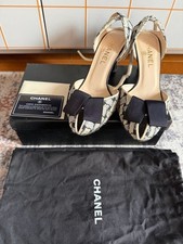 CHANEL Shoes Pumps Heel Ribbon EU 36.5 US 6.5 Tweed Authentic from JAPAN