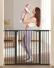 Extra Tall Baby Gate 36" for Stairs, Adjustable Auto Close Dog Gate, Black