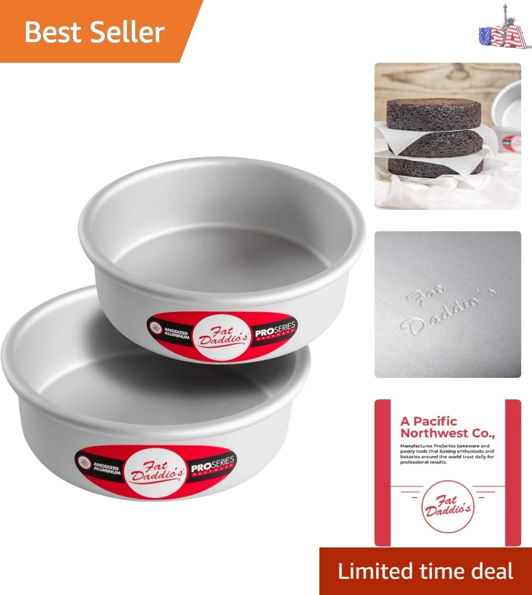 Anodized Aluminum Round Cake Pans, 2 Piece Set, 6 x 2 Inch