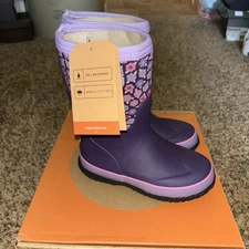 BOGS Girls Grasp Flower Purple Pull On Insulated Rain Waterproof Boot Size 1 New