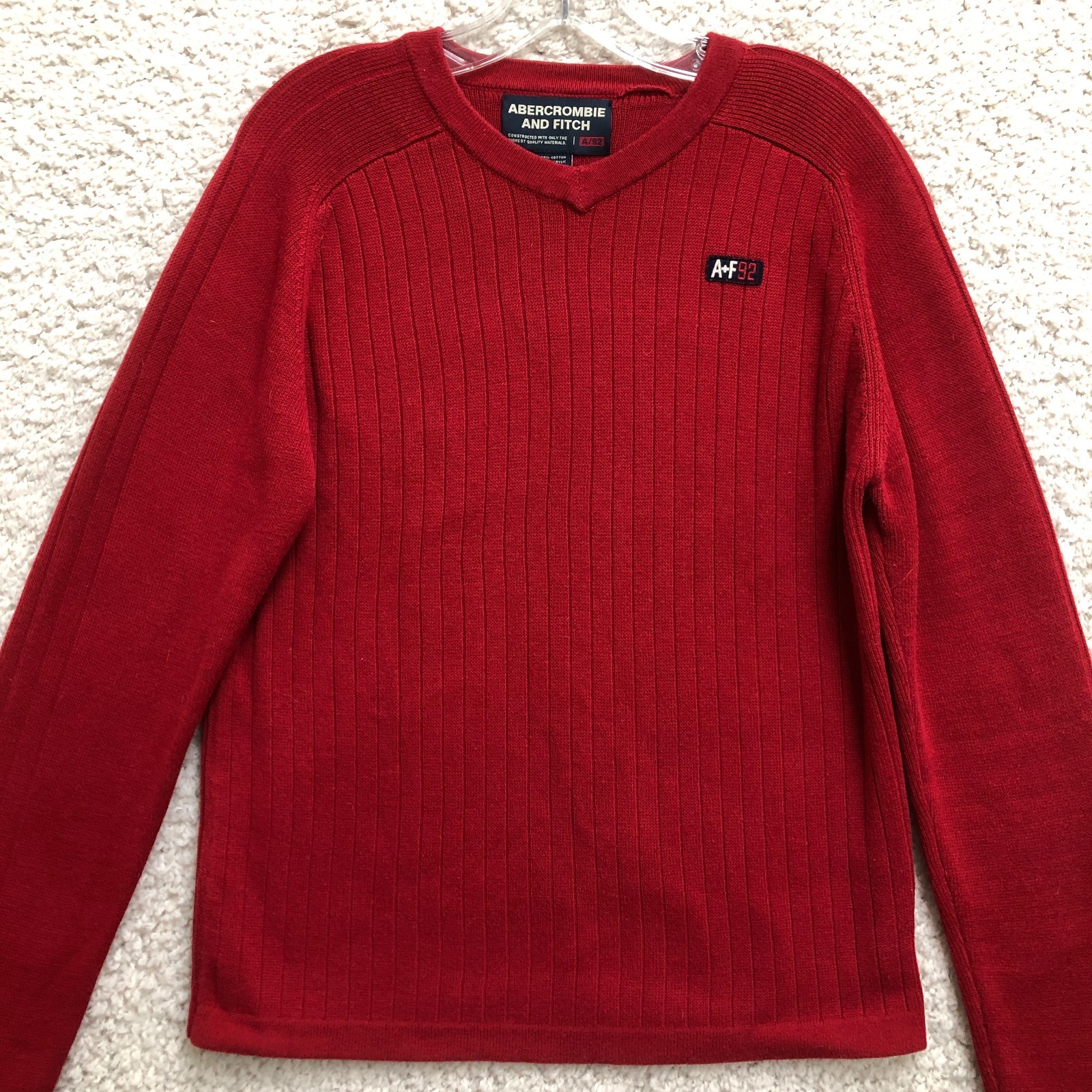 VINTAGE Abercrombie Fitch Sweater Medium Adult Red Ribbed Knit Pullover Womens M