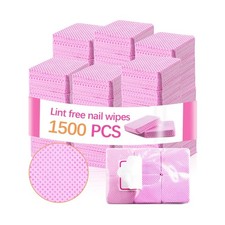 1500Pcs Lint Free Nail Wipes, Pink No Wipes for Gel Nails