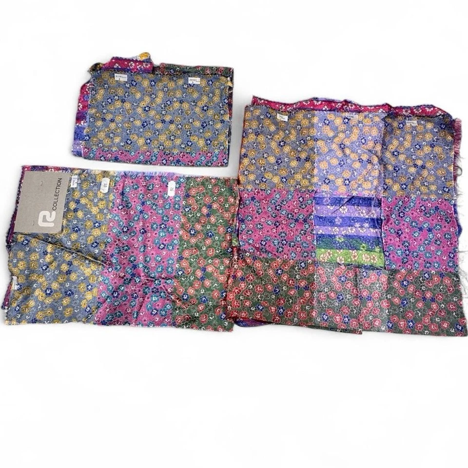 Multicolor 100% Italian Silk Neckwear Fabric Sampler Panels Bundle Lot DIY - Image 3 of 4