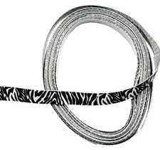 5 yards 3/8" Black Zebra Stripe Pattern on White Grosgrain Ribbon 100 polyester