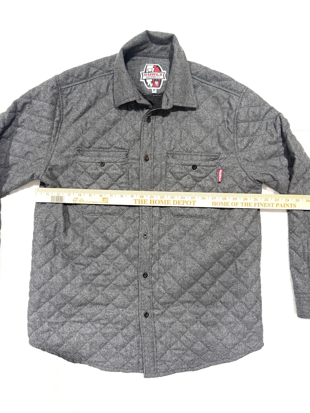 Surly Brewing Beer Company Jacket Coat Quilted Lined Mens Medium Gray