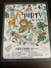 Jungle Happy Birthday Party in a Box 43 pieces Banner Candle Plates Party Goods