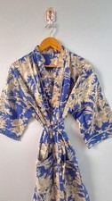 Indian Cotton Blue Floral Printed Kaftan Dress Women's Clothing Kaftan Dress US