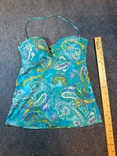 Lauren Ralph Lauren Tankini Swim Top Womens Size 8 Paisley Twist Front Bandeau
