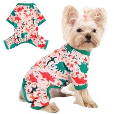 Sebaoyu Dog Pajamas for Small Dogs, Medium Chest 13in , Green dinosaur