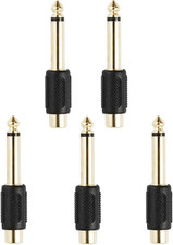 5 Pack 6.35Mm Male Mono Jack Plug to RCA Female Phono Socket Gold Plated Audio A
