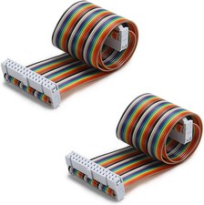 IDC Rainbow Wire Flat Ribbon Cable 30 Pin 30cm Length 2.54mm Pitch 2 PCS