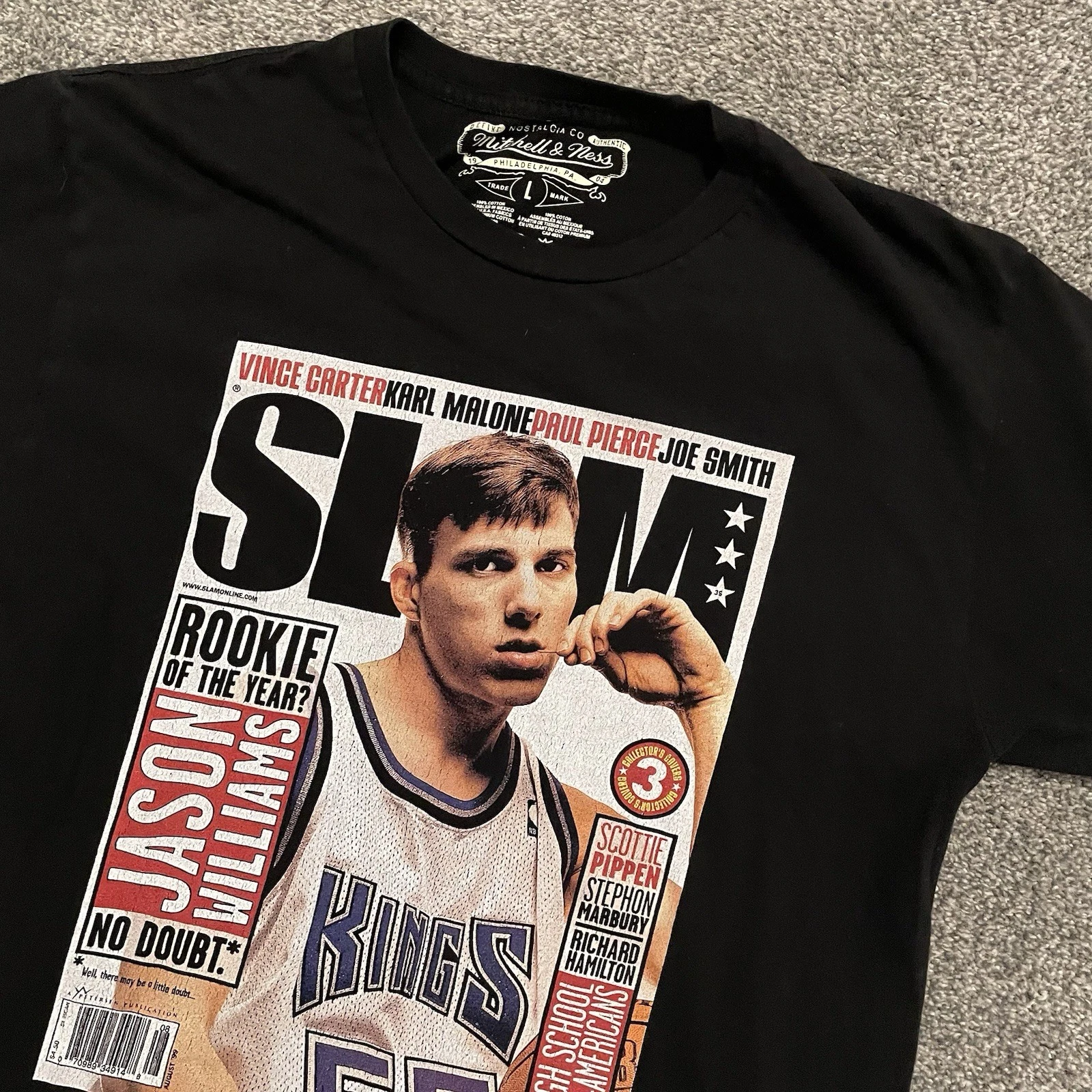 Mitchell & Ness Jason Williams Sacramento Kings SLAM Black T-shirt Size Large
