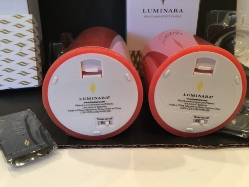 Luminara Set Of 2 RED Flameless Pillars Candles W/ Remotes NEW IN BOX - Picture 4 of 4